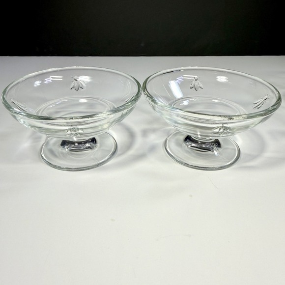 La Rochere Napoleon Bee Clear Glass Footed Dessert Bowls Sherbet Elegant Set/6 - Picture 5 of 11